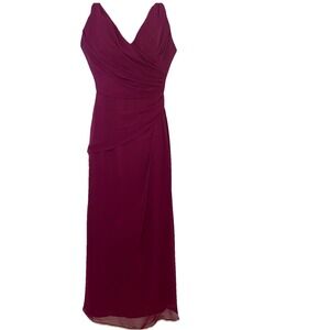 Jim Hjelm Occasion Gown Purple Chiffon Ruched Sleeveless Formal Wedding Feminine